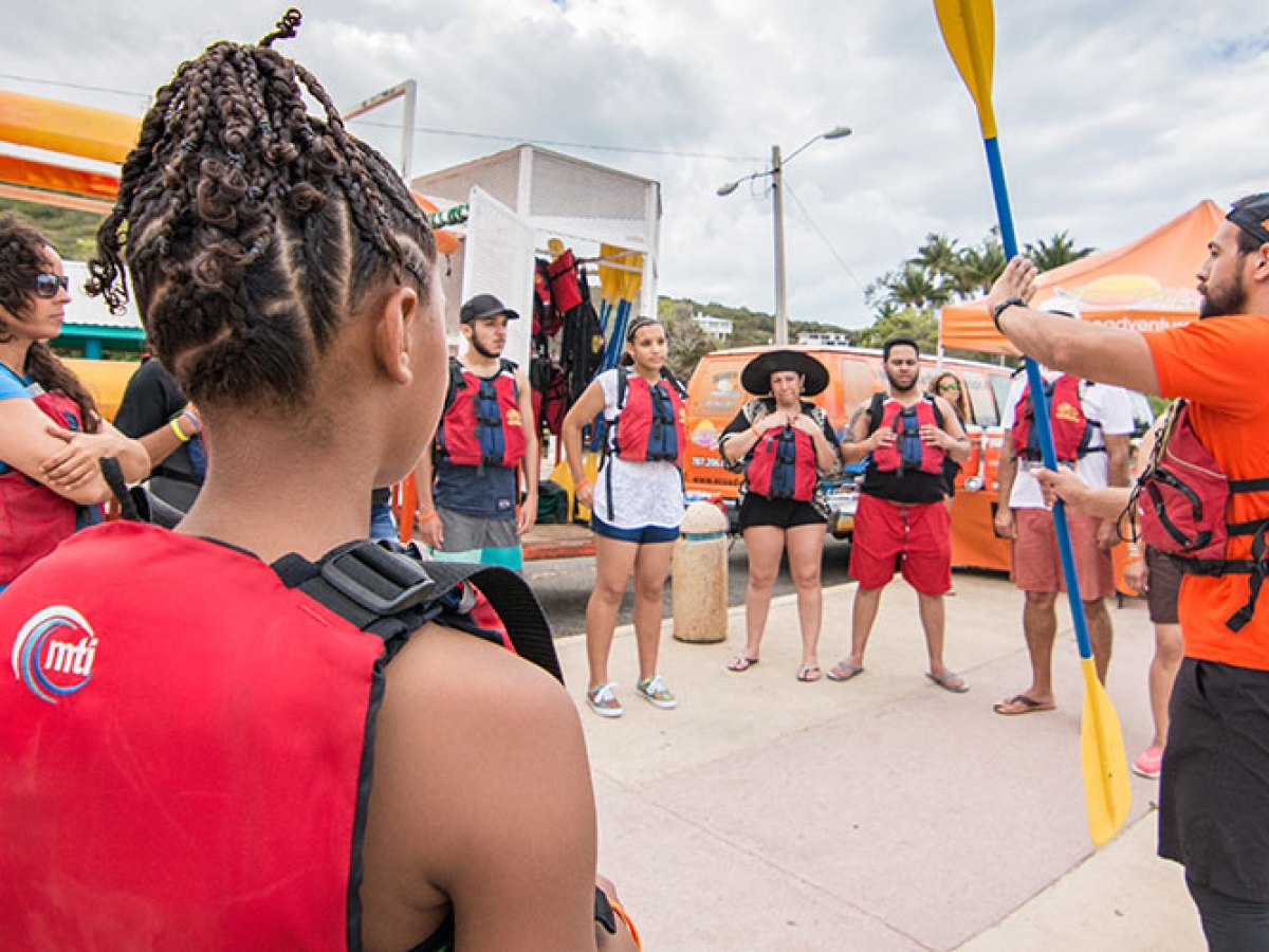 guide and instruction before kayakers hit the water